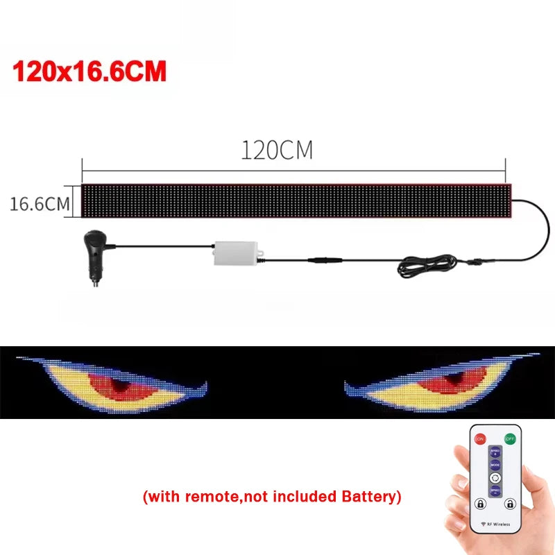 2M Truck Car Devil‘s Eye LED Matrix Pixel Panel Remote Control Soft Foldable Lighting Graffiti Scrolling Text Board Windshield
