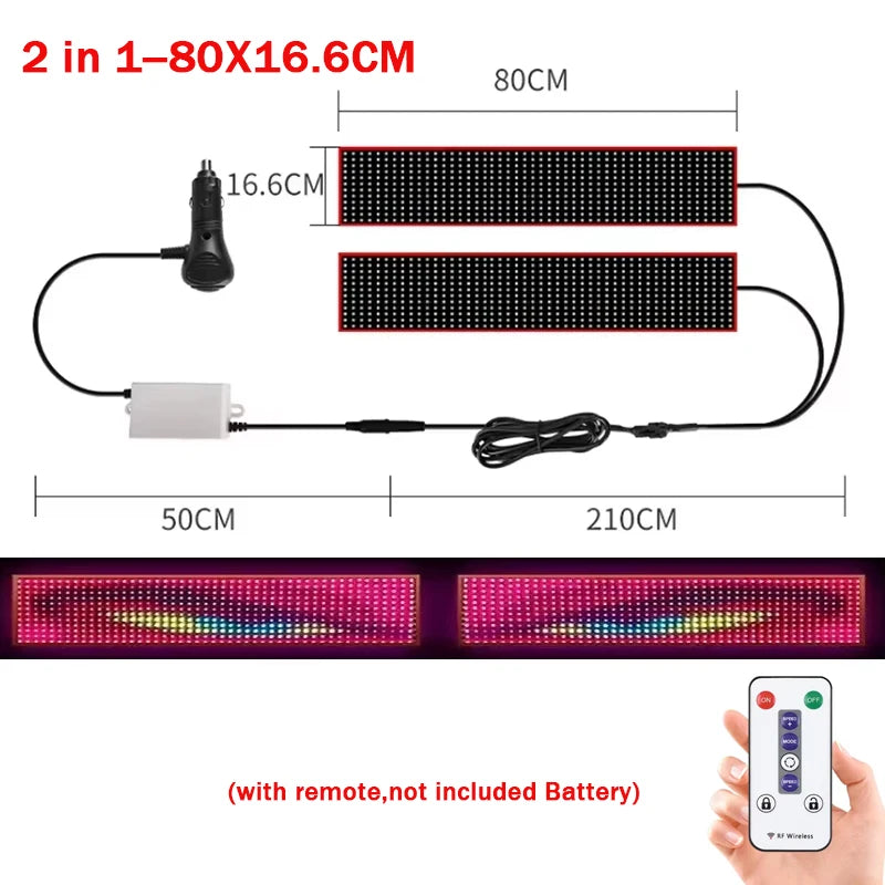 2M Truck Car Devil‘s Eye LED Matrix Pixel Panel Remote Control Soft Foldable Lighting Graffiti Scrolling Text Board Windshield
