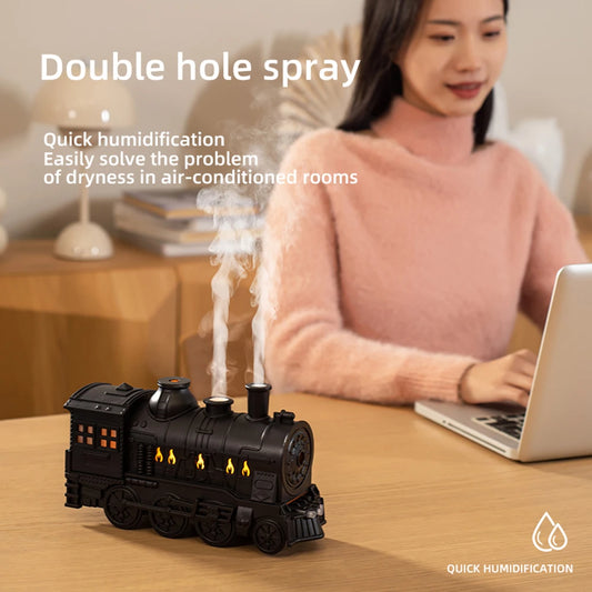 Essential Oil Diffuser, 300ml Train Diffuser, Aromatherapy Diffuser Cool Mist Train Humidifier with Remote Control 2 Light 2 Mis