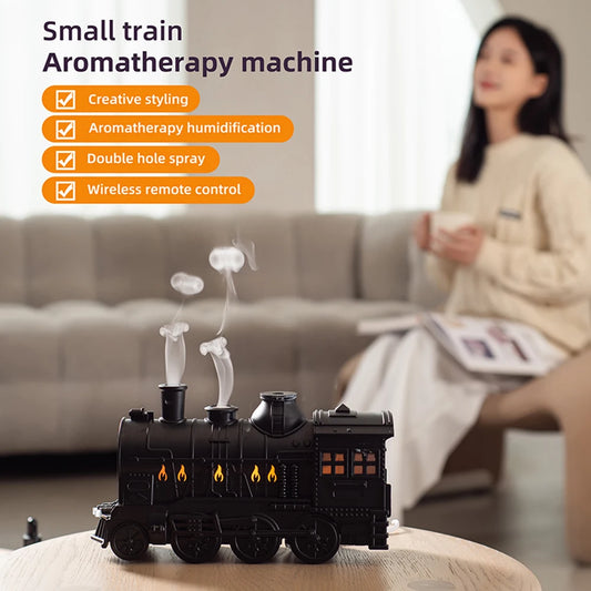 Essential Oil Diffuser, 300ml Train Diffuser, Aromatherapy Diffuser Cool Mist Train Humidifier with Remote Control 2 Light 2 Mis