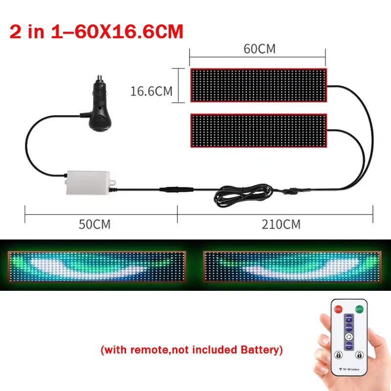 2M Truck Car Devil‘s Eye LED Matrix Pixel Panel Remote Control Soft Foldable Lighting Graffiti Scrolling Text Board Windshield
