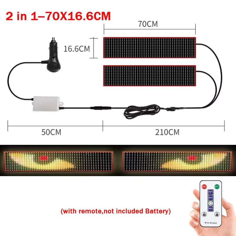 2M Truck Car Devil‘s Eye LED Matrix Pixel Panel Remote Control Soft Foldable Lighting Graffiti Scrolling Text Board Windshield
