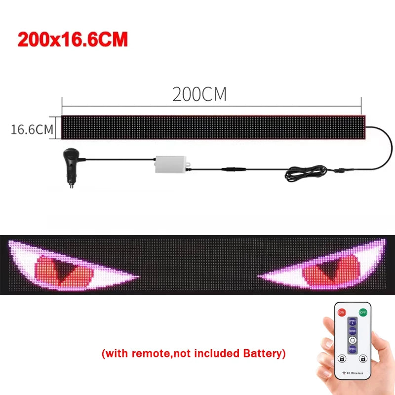 2M Truck Car Devil‘s Eye LED Matrix Pixel Panel Remote Control Soft Foldable Lighting Graffiti Scrolling Text Board Windshield